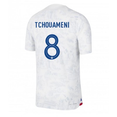Echipament fotbal Franţa Aurelien Tchouameni #8 Tricou Deplasare Mondial 2022 maneca scurta